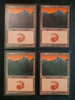 4x Mountian Middle Chasm Portal Mixed Condition Basic Mana Land Red Magic MTG - Image 1