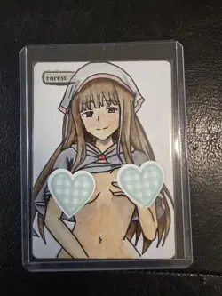 Magic MTG Altered Forest / Land Card | Original Hand Painted & Color Anime Girl - Image 1
