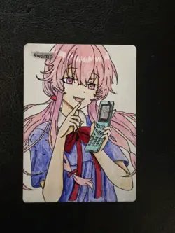 Magic MTG Altered Swamp / Land Card | Original Hand Painted & Color Anime Girl - Image 1