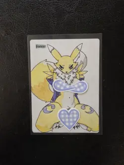 Magic MTG Altered Forest Land Card | Hand Colored & Painted Anime Furry - Image 1