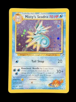 Pokemon TCG Misty's Seadra 9/132 Prerelease Holo Rare Gym Heroes Set - Image 1