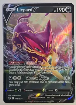 Pokemon TCG Liepard V 104/198 Chilling Reign Holo 2021 NM - Image 2