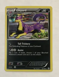 Pokemon LIEPARD Card 91/149 Holo Rare Boundaries Crossed NM TCG Near Mint - Image 1