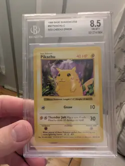 Pokemon 1999 Pikachu Base Set 58/102 Red Cheeks Error Shadowless BGS 8.5 - Image 1