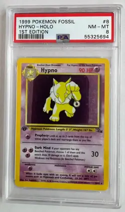 Pokemon Hypno 1st Edition Holo Fossil PSA 8 - Image 1