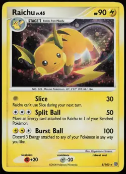 Raichu 8/100 Holo Rare Stormfront Pokemon Moderately Played - Image 1