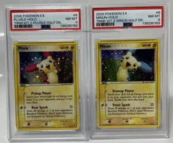2006 POKEMON EX TRAINER KIT PLUSLE MINUN HALF DECK #6 BOTH SWIRL PSA 8 SET - Image 1