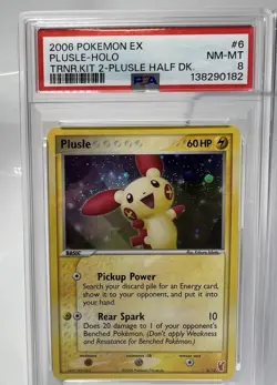 2006 POKEMON EX TRAINER KIT PLUSLE MINUN HALF DECK #6 BOTH SWIRL PSA 8 SET - Image 2
