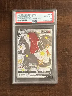 CHARIZARD V PSA 10 2020 POKEMON SWSH CHAMPION'S PATH #079/073 SECRET FULL ART - Image 1