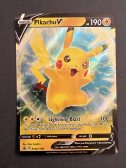 Pikachu V SWSH198 Sword & Shield Ultra Rare Holo Promo Pokemon Card Pack Fresh - Image 1
