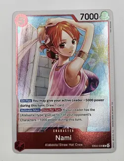 Bandai One Piece Card Game Nami Character Rare Full Art Holo EB03-006 English - Image 1