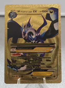 Pokemon Mega Shadow Lugia EX 1000hp Gold Foil Fan Art Collector Card TCG - Image 1