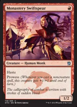 1x Monastery Swiftspear NM-Mint, English Khans of Tarkir MTG Magic - Image 1