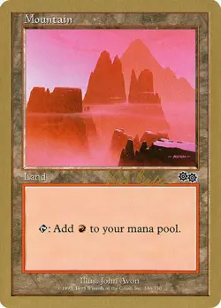 Magic The Gathering MTG MOUNTAIN (Urza's Saga) WCD 1999: Kai Budde NM - Image 1