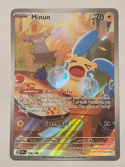 Minun 194/182 Illustration Rare Paradox Rift Pokemon Near Mint Full Art - Image 1