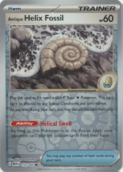 Helix Fossil 153/165 Reverse Holo MEWen 151 English Pokemon Card NM - Image 1