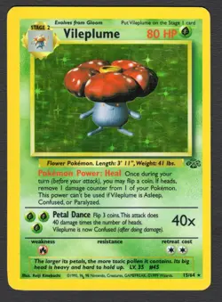 Vileplume 15/64 Holo Rare LMP/LP Pokemon Card HQ Scan - Image 1
