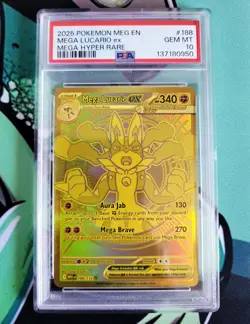 POKEMON MEG EN-MEGA EVOLUTION MEGA HYPER RARE #188 MEGA LUCARIO EX PSA 10 - Image 1