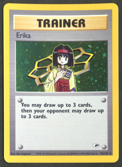 Pokemon TCG: Erika 16/132 Gym Heroes WoTC Holo Trainer Rare - With Swirl - Image 1