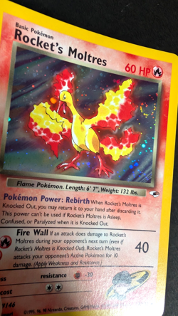 Pokemon TCG: Rocket's Moltres 12/132 Gym Heroes WoTC Holo With Swirl LP+ - Image 5