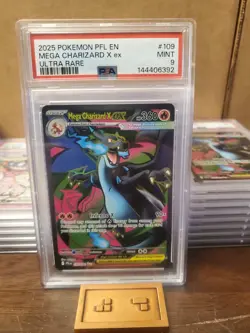 2025 Pokemon PLF En Mega Charizard X Ex Ultra Rare #109 PSA 9 - Image 1