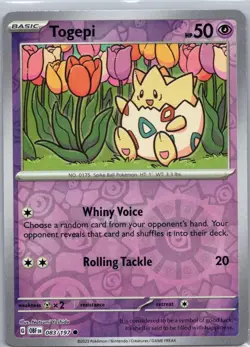 Pokemon TCG Togepi 083/197 Obsidian Flames Rev Holo LP - Image 1