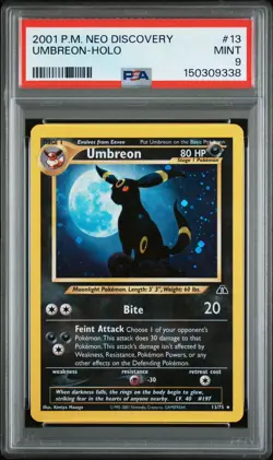 2001 POKEMON NEO DISCOVERY #13 UMBREON-HOLO PSA 9 BRAND NEW CERT + CASE & GUARD - Image 4