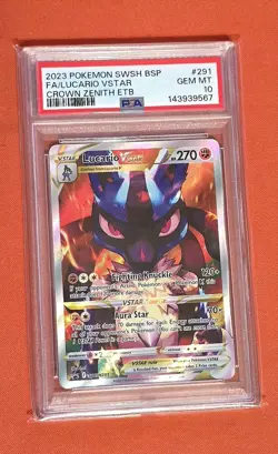 2023 Pokemon SWSH291 Lucario VSTAR Crown Zenith ETB PSA 10 - Image 1