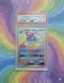 Pokemon Vileplume GX Secret 250/236 Cosmic Eclipse Holo PSA 10 GEM - Image 1