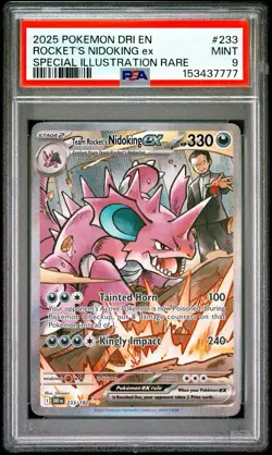 2025 POKEMON DRI-EN PSA 9 TEAM ROCKETS NIDOKING EX SPECIAL ILLUSTRATION RARE 233 - Image 1