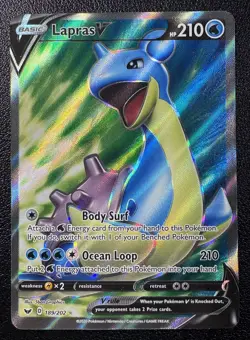 Pokemon Lapras V Full Art Sword & Shield Base Set Ultra Rare Holofoil 189/202 - Image 1