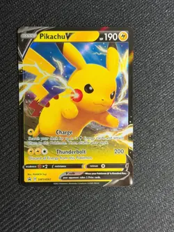 Pikachu V SWSH061 Holo Promo Sword & Shield Promo Pokemon Heavily Played - Image 2