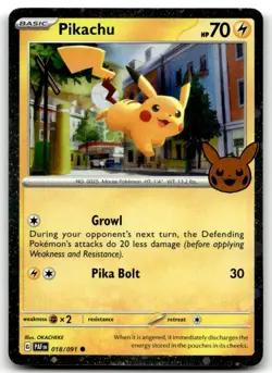 Pikachu 018/091 Holo Holo Rare Trick or Trade BOOster 2024 Pokemon LP - Image 1