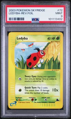 2003 POKEMON SKYRIDGE #72 LEDYBA-REVERSE FOIL PSA 9 - Image 1