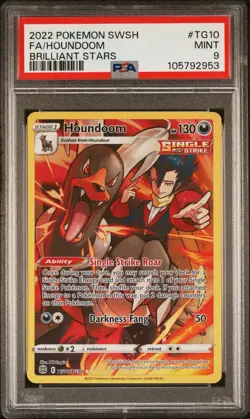 Pokemon 2022 Brilliant Stars Full Art HOUNDOOM #TG10 PSA 9 Mint - Image 1