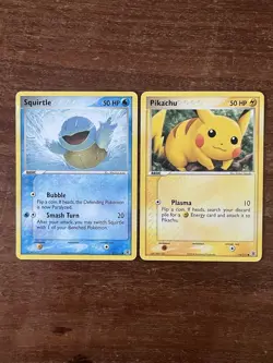 Pikachu 74/112 Squirtle 83/112 Set EX Red Fire & Leaf Green Pokemon Card Eng - Image 1