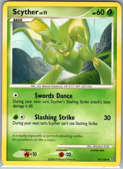 Scyther 49/100 Non Holo Stormfront - Pokemon Card - NM - Image 1