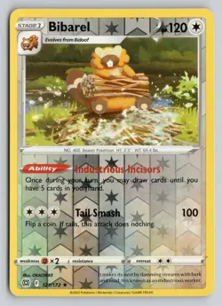 BIBAREL 121/172 HOLO RARE BRILLIANT STARS POKEMON REVERSE HOLO NM - Image 1