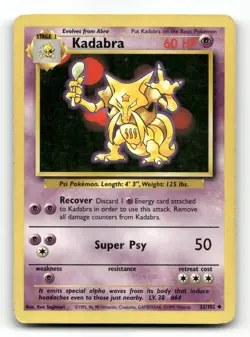 Kadabra 32/102 - Base Set Unlimited - Pokemon Card HP - Image 1