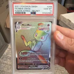 🤩Pokemon Mew VMAX Secret Rare Full Art Holo 268/264 Fusion Strike PSA 10📈🔥 - Image 1