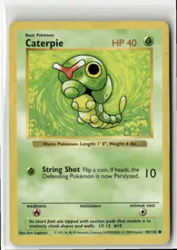 1999 Pokemon Classic - Base Set Vintage Shadowless Non-Holo Caterpie #45/102 - Image 1