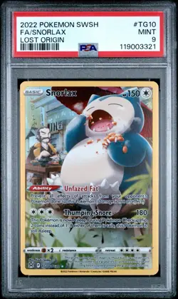 Pokemon Lost Origin SNORLAX Full Art SWSH Trainer Gallery HOLO TG10 ~ PSA 9 - Image 1