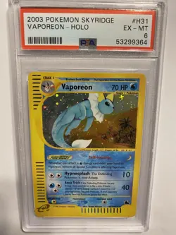 2003 Pokemon Skyridge H31 Vaporeon Holo Card PSA 6 EX-MT Rare Vintage - Image 1