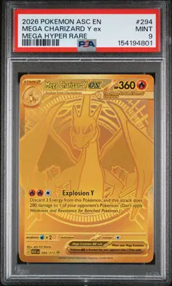 MEGA CHARIZARD Y EX ASCENDED HEROES MEGA HYPER RARE 2026 POKEMON PSA 9 - Image 1