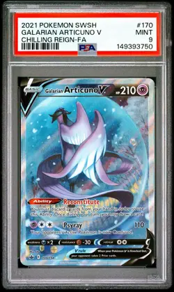 2021 POKEMON SWORD & SHIELD CHILLING REIGN FULL ART/GALARIAN ARTICUNO V PSA 9 - Image 1