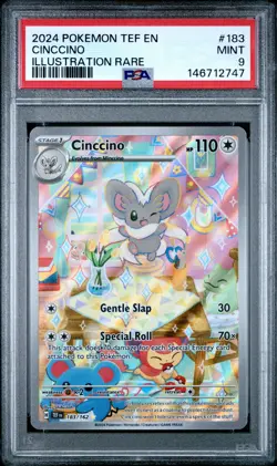 2024 POKEMON TEF EN-TEMPORAL FORCES ILLUSTRATION RARE #183 CINCCINO PSA 9 - Image 1