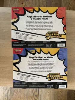 Pokemon Ascended Heroes Mega Feraligatr & Mega Emboar Ex Bundle ✅ - Image 2