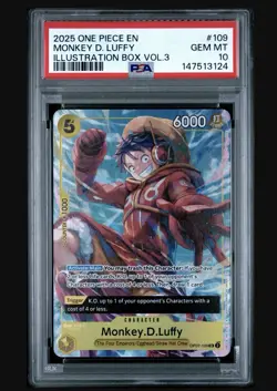 One Piece Monkey D. Luffy OP07-109 Illustration Box Vol.3 Super Rare Foil PSA 10 - Image 1
