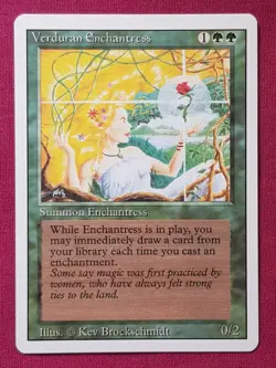 Magic The Gathering REVISED VERDURAN ENCHANTRESS green card MTG - Image 1