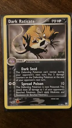 Pokemon TCG Dark Raticate 17/109 EX Team Rocket Returns Rare Stage 1 70 HP - Image 1